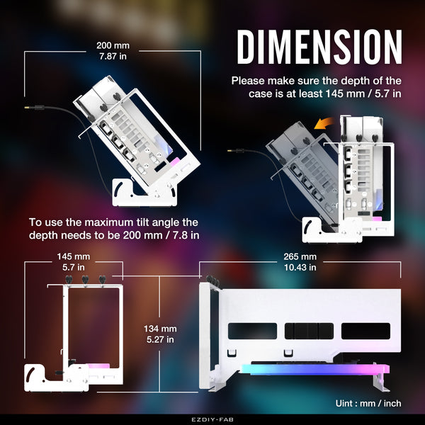 PCIE 4.0 Multi-Angle GPU MOUNT WITH ARGB MODULE