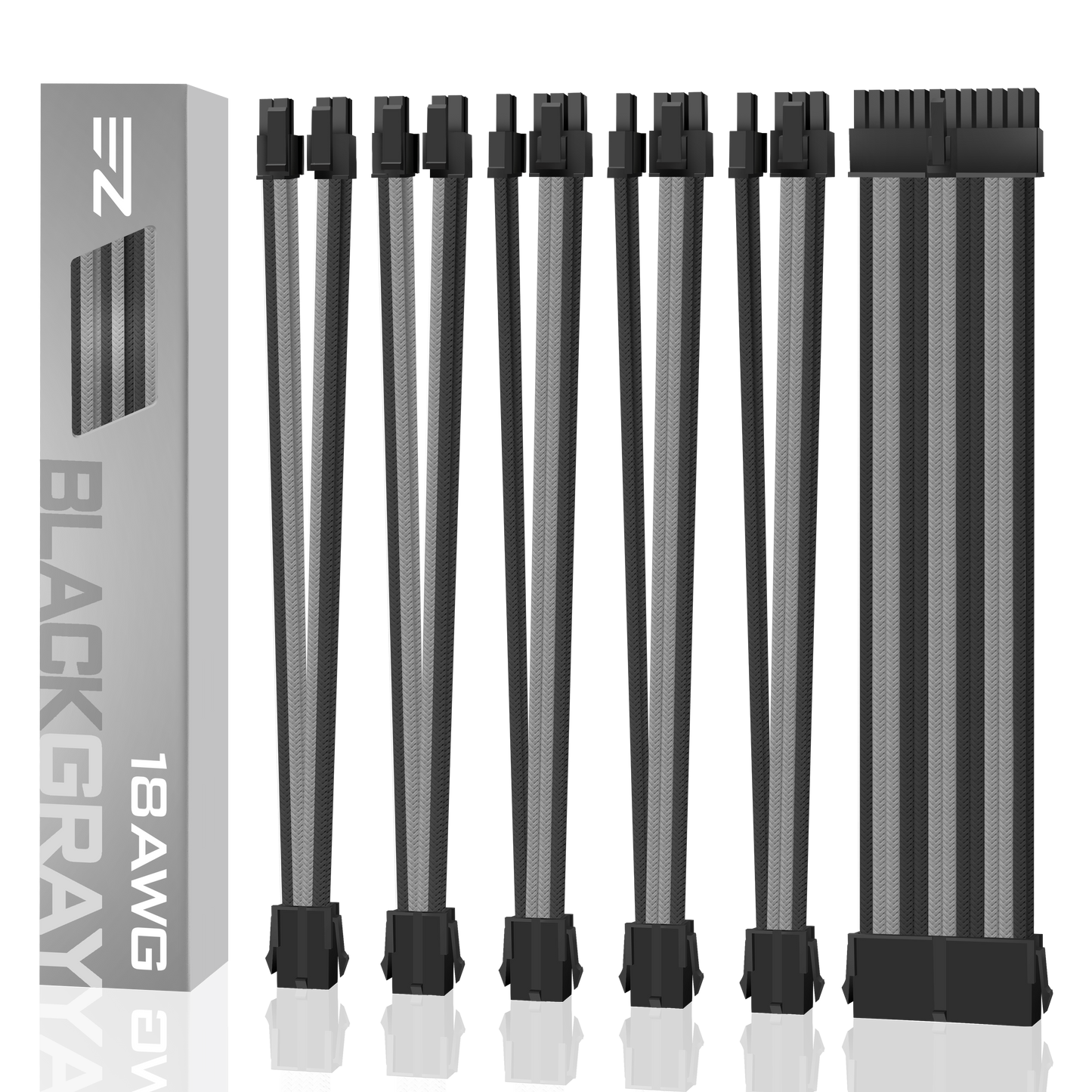 18 AWG ummanteltes Kabel – SCHWARZ/GRAU